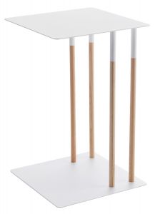 Yamazaki Βοηθητικό Τραπέζι Μεταλλικό Λευκό/Natural Plain 35x35x55