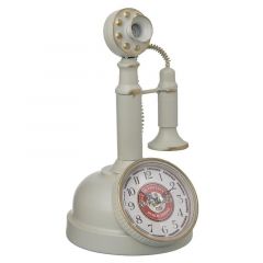 Inart Επιτραπέζιο Ρολόι "Τηλέφωνο" Μεταλλικό Αντικέ Κρεμ 18x18x30 Κωδικός: 3-20-977-0300