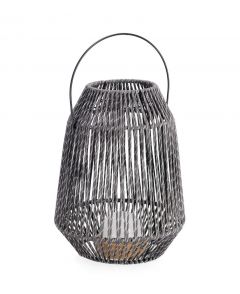 Bizzotto Taiki Φανάρι Με Led Φως Μεταλλικό/Σχοινί Γκρι Ø25,5x33