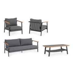 Bizzotto Leonida Charcoal Wg21 Sofa Set4 W-Cush A 79a - 82b - 78h - 40h1 - 61h2 - 69h3 / B 188.5a - 82b - 78h - 40h1 - 61h2 - 69h3 / C 120a - 65b - 44h