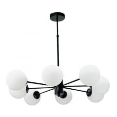 Inlight Οκτάφωτο Φωτιστικό Οροφής Γυάλινο/Μεταλλικό Μαύρο 5315-8