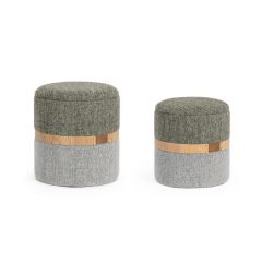 Bizzotto Tanya Σκαμπώ Με Αποθηκευτικό Χώρο Πράσινο/Γκρι Σετ 2 Τμχ Ø40x44 Εκ.