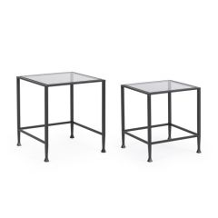 Bizzotto Zelena Βοηθητικά Τραπέζια Γυάλινα/Μεταλλικά Σετ 2 Τμχ 46x46x51