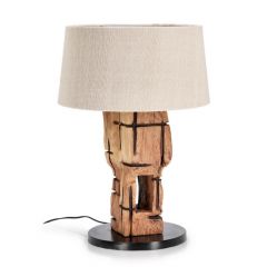 Bizzotto Kleta Επιτραπέζιο Φωτιστικό Ξύλινο Teak Natural/Μπεζ Ø45x53