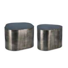 Bizzotto Kalinda Τραπέζια Σαλονιού Μεταλλικά Ασημί Σετ 2 Τμχ 60x59x40