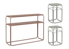 Bizzotto Clarity Κονσόλα Με Βοηθητικά Τραπέζια Κεραμιδί/Πράσινα Σετ 3 Τμχ 105x32x77