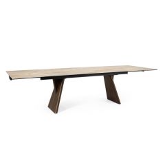 Bizzotto Maikki Επεκτεινόμενο Τραπέζι Φαγητού Κεραμικό Μπεζ/Καρυδί 200-250-300x100x76