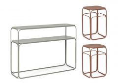 Bizzotto Clarity Κονσόλα Με Βοηθητικά Τραπέζια Πράσινη/Κεραμιδί Σετ 3 Τμχ 105x32x77