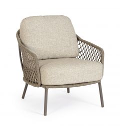 Bizzotto Corbeta Πολυθρόνα Εξωτερικού Χώρου Inox Εκρού/Γκρι 73,5x83,5x82