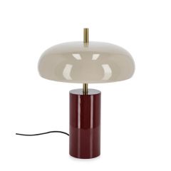 Bizzotto Bankers Επιτραπέζιο Φωτιστικό Μεταλλικό Μπορντώ/Μπεζ Ø30x40 Εκ.