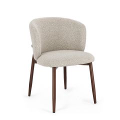 Bizzotto Amalia Καρέκλα Μεταλλική/Υφασμάτινη Μπουκλέ Μπεζ 63x58x80,5