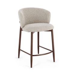 Bizzotto Amalia Σκαμπώ Μπαρ Μεταλλικό/Υφασμάτινο Μπουκλέ Μπεζ 61x58,5x92