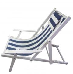 Click Καρέκλα Παραλίας Ξύλινη/Υφασμάτινη Λευκή/Μπλε 79x48x35-74 Κωδικός: 6-50-528-0017
