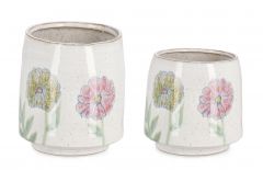 Bizzotto Sketchy Βάζα Κεραμικά Λευκά Σετ 2 Τμχ Ø28,5x26,5 Εκ.