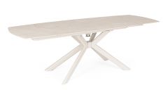 Bizzotto Janika Επεκτεινόμενο Τραπέζι Φαγητού Κεραμικό/Μεταλλικό Κρεμ 160-240x90x77 Εκ.