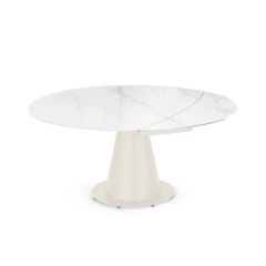 Bizzotto Jami Επεκτεινόμενο Τραπέζι Φαγητού Κεραμικό/Μεταλλικό Κρεμ 160x102-160x77 Εκ.