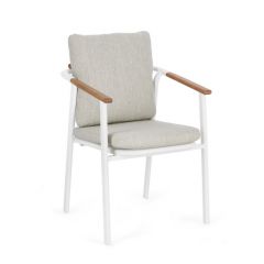 Bizzotto Leonida White Wg20 Chair W-Armres W-Cush 57a - 59b - 96h - 48h1 - 70h2 - 78	 h3