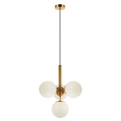 Viokef Τετράφωτο Φωτιστικό Οροφής Γυάλινο/Μεταλλικό Χρυσό Jolin 4259400