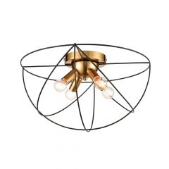 Viokef Τετράφωτο Φωτιστικό Οροφής Μεταλλικο Μαύρο/Χρυσό Atom 4251900