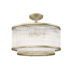 Viokef Πεντάφωτο Φωτιστικό Οροφής Γυάλινο/Μεταλλικό Χρυσό Ø41,5 Karolina 4258800