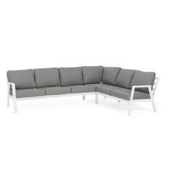 Bizzotto Flaminio White Corner Sofa Set W-Cush 201a - 81b - 85h - 44h1 - 60h2 - 74h3; 81a - 81b - 85h - 44h1 - 60h2 - 74h3; 136a - 81b - 85h - 44h1 - 60h2 - 74h3;