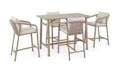 Bizzotto Kalimera Σετ Τραπέζι Με 4 Σκαμπώ Μπαρ Εκρού/Natural 140x73x100