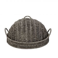 Espiel Δίσκος Με Καπάκι Από Συνθετικό Ρατάν Γκρι Ø32x17 Εκ. Κωδικός: KOD244