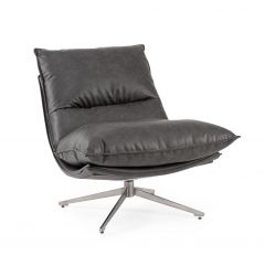 Bizzotto Alanez Πολυθρόνα Περιστρεφόμενη Pu Σκούρα Γκρι 96x80x81
