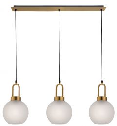 Viokef Τρίφωτο Φωτιστικό Οροφής Ράγα Γυάλινο Χρυσό/Λευκό 87x20 Doria 4249600