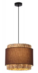 Viokef Φωτιστικό Οροφής Υφασμάτινο/Μπαμπού Καφέ Ø35 Riviera 4299400