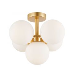 Viokef Πεντάφωτη Πλαφονιέρα Γυάλινη/Μεταλλική Χρυσή Nefeli 4299800