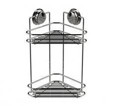 Sealskin ELEMENTALS Ράφι Διπλό Γωνιακό Με Βεντούζες 21x39 Εκ. I Chrome