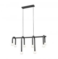 Viokef Οκτάφωτο Φωτιστικό Οροφής Ράγα Γυάλινο/Μεταλλικό Μαύρο 89 Εκ. Delori 4324700