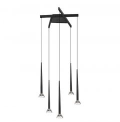 Viokef Πεντάφωτο Φωτιστικό Οροφής Led Μεταλλικό Μαύρο Ø51 Εκ. Rina 4325300