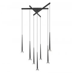 Viokef Επτάφωτο Φωτιστικό Οροφής Led Μεταλλικό Μαύρο Ø81 Εκ. Rina 4325400