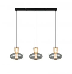 Viokef Τρίφωτο Φωτιστικό Οροφής Ράγα Led Γυάλινο Φιμέ/Μελί 92 Εκ. Sirel 4326900