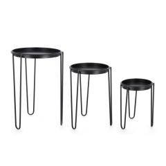 Bizzotto Madelyn Ανθοστήλες Μεταλλικές Μαύρες Σετ 3 Τμχ Ø33,5x50 Εκ.