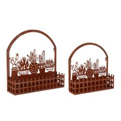 Bizzotto Rosemary Κασπώ Μεταλλικά Καφέ Rusty Σετ 2 Τμχ 48x13x50