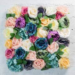 Supergreens Τεχνητή Φυλλωσιά Τριαντάφυλλο Με Παιώνια "Rainbow" 50x50 Εκ.