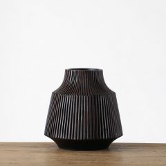 Espiel Βάζο "Ρίγες" Polyresin Μαύρο/Καφέ 24,5x24,5 Εκ. Κωδικός: FIK402