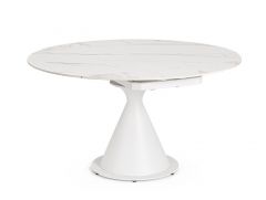 Bizzotto Jonni Επεκτεινόμενο Τραπέζι Φαγητού Μεταλλικό/Κεραμικό Λευκό 135x85x75 (Ø135x75)