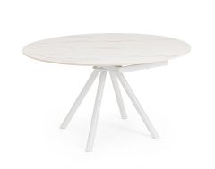 Bizzotto Rauni Επεκτεινόμενο Τραπέζι Φαγητού Μεταλλικό/Κεραμικό Λευκό 135x87x77 (Ø135x75)