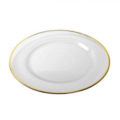 Espiel Πιατέλα Παρουσίασης/Σουπλά Γυάλινη Διάφανη/Χρυσή 33x1,8 Εκ. Κωδικός: SUP106K4