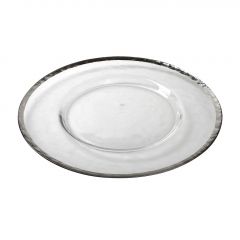 Espiel Πιατέλα Παρουσίασης/Σουπλά Γυάλινη Διάφανη/Ασημί 33x1,3 Εκ. Κωδικός: SUP110K4