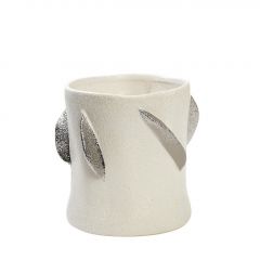 Espiel Βάζο Κεραμικό Λευκό/Ασημί 19x18,2 Εκ. Κωδικός: NIX103