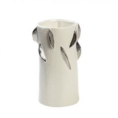 Espiel Βάζο Κεραμικό Λευκό/Ασημί 16,8x28 Εκ. Κωδικός: NIX105