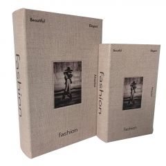 Espiel Κουτιά "Βιβλία" Mdf/Υφασμάτινα Μπεζ Σετ 2 Τμχ 30x20x6,5 Εκ. Κωδικός: BIB111