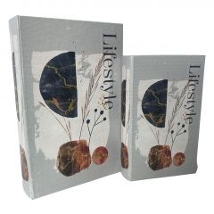 Espiel Κουτιά "Βιβλία" Mdf/Υφασμάτινα Γκρι Σετ 2 Τμχ 30x20x6,5 Εκ. Κωδικός: BIB112