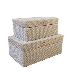 Espiel Κουτιά Mdf/Pu Ανοιχτό Καφέ Σετ 2 Τμχ 25x25x10 Εκ. Κωδικός: NKL110