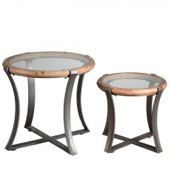 Espiel Βοηθητικά Τραπέζια Ξύλινα/Γυάλινα Σετ 2 Τμχ Ø68x61 Εκ. Κωδικός: JAM102